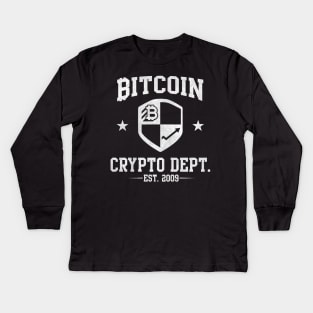 Funny Bitcoin logo Crypto 2009 currency traders gifts Kids Long Sleeve T-Shirt